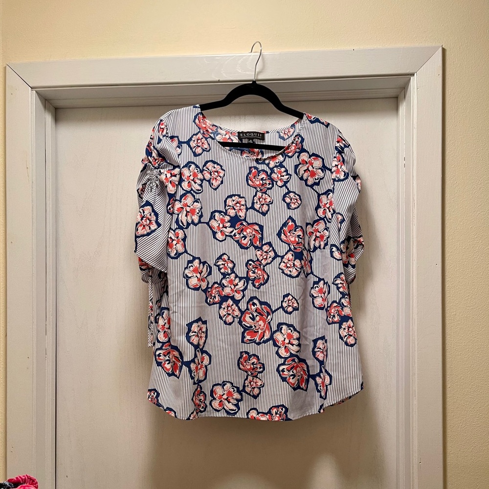 Eloquii Floral and Stripped Blouse